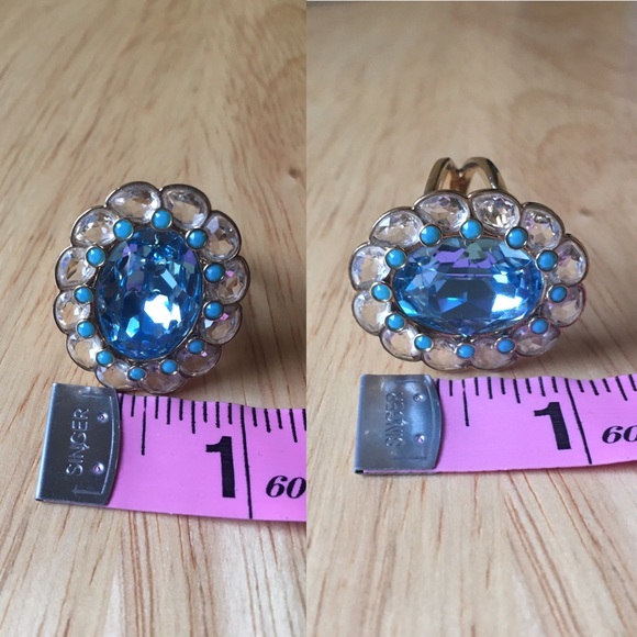 Swarovski Azore Blue White Crystal Ring - Picture 8 of 8